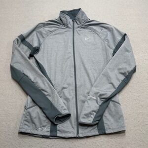 Nike Running Jacket Women's Medium Gray Mesh Lined Dri-Fit Thermal Athletic Gym